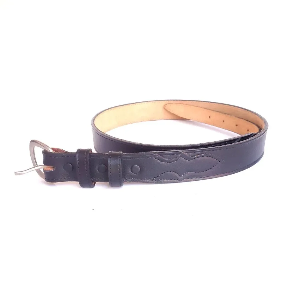 Nocona Belt Co Black Leather Belt 36 Silvertone Buckle Western Cowboy 1 1/8
